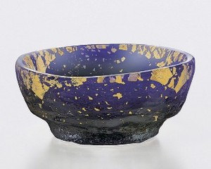 《日本製》金箔鉢　のぞき 紺碧（直径約60mm）【ガラス 器】【ガラス 鉢】【ハンドメイド】