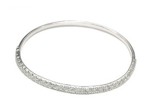 Silver Bracelet Cubic Zirconia sliver Rhinestone Bangle Size XS