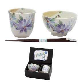 Mino Ware Gift Hana Kaori Rice Bowl Japanese Tea Cup Chopstick