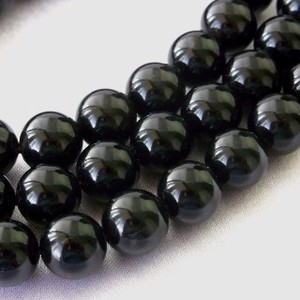 モリオン(黒水晶) 一連 真っ黒　天然石  パワーストーン 素材 パーツ