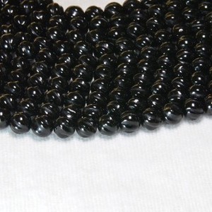 天然石 スクリュー彫刻 黒オニキス 一連 (φ6mm-12mm) パワーストーン 素材 パーツ