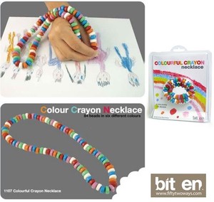 【 BITTEN】 COLOURFUL CRAYON NECKLACE with crayon beads rubber band