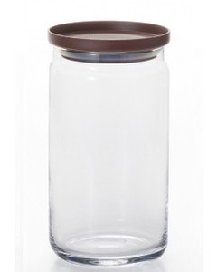 《日本製》スタックキャニスターL チョコ（1090ml）【ガラス瓶】