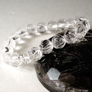 【天然石ブレスレット】＜ローズ＞彫刻水晶(10mm)ブレス【天然石 彫刻水晶】