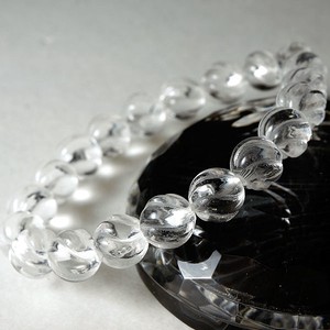 【天然石ブレスレット】＜スクリュー＞彫刻水晶(10mm)ブレス【天然石 彫刻水晶】