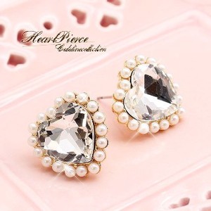 Pierced Earrings Titanium Post Pearl Sparkle Crystal
