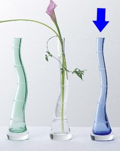《ポーランド製》花瓶 ブルー （φ35x380）【ガラス かびん】【フラワーベース】