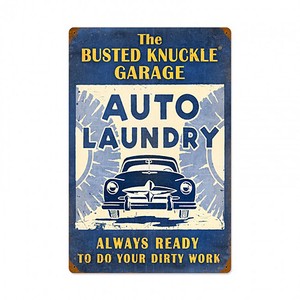 【スティールサイン】【カー ＆ ガレージ】Busted Knuckle Auto Laundry PT-BUST-002