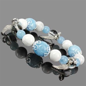 Natural stone Aquamarine White Turquoise Charm Bracelet