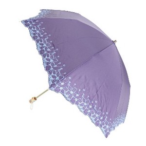 【晴雨兼用99.99%遮光効果・遮熱効果】折たたみ傘/ドビー1級遮光生地　ボーラー花柄刺繍傘