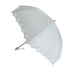 【晴雨兼用99.99%遮光効果・遮熱効果】折たたみ傘/ドビー1級遮光生地　裾オーガンジー幾何柄刺繍傘