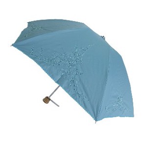 【晴雨兼用99.99%遮光効果・遮熱効果】折たたみミニ傘/ポンジー1級遮光生地　コード刺繍傘