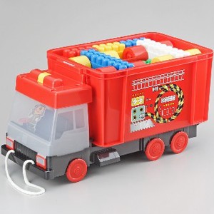 おもちゃ箱 消防車凸凹ブロック 51ピース付き（日本製）　【ブロック】
