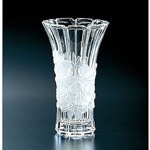 ■日本製【クリスタル花器】蘭柄 花器 花瓶 クリスタルガラス