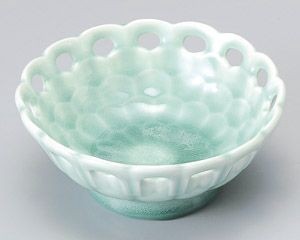 深青海青磁透し刺身鉢【日本製　美濃焼】