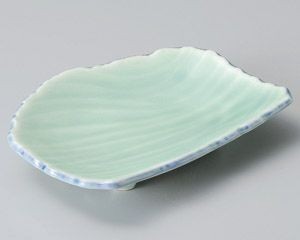 深海青磁流水彫7.0皿【日本製　美濃焼】