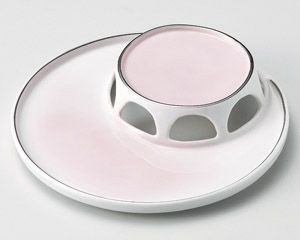 美浓烧 大餐盘/中餐盘 变形 粉色 日本制造