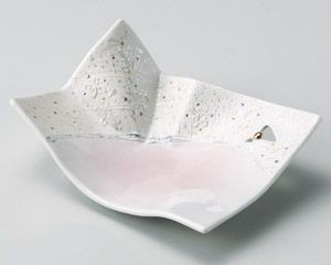 美浓烧 大餐盘/中餐盘 粉色 折纸 日本制造