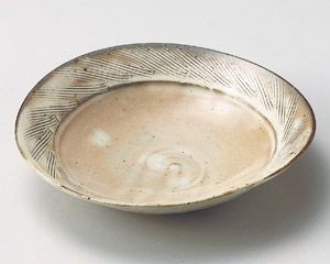 粉引櫛目楕円和皿【日本製　美濃焼】