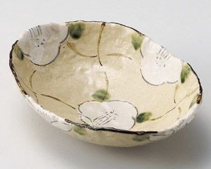 格子花楕円鉢【日本製　美濃焼】