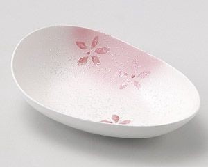 ラスター花散らし変型サラダボール(ピンク)【日本製　美濃焼】