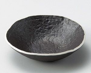 黒釉たたら風平鉢【日本製　美濃焼】