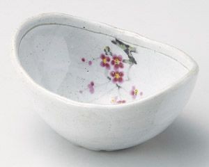 罫書紅梅5.0楕円鉢【日本製　美濃焼】