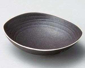 黒釉だ円深皿【日本製　美濃焼】