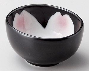 黒釉桜花楕円小鉢【日本製　美濃焼】