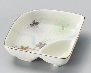 白吹竜田川扇型仕切鉢【日本製　美濃焼】