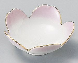 渕金ピンク桜型小鉢【日本製　美濃焼】