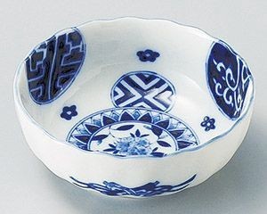 藍丸紋菊型3.5鉢【日本製　美濃焼】