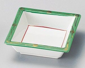 グリーン金彩角鉢【日本製　美濃焼】