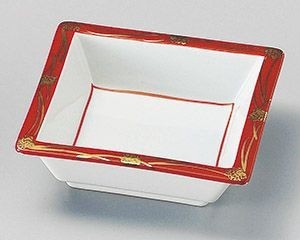 赤金彩角鉢【日本製　美濃焼】