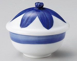 ブルー花だえんむし碗【日本製　美濃焼】