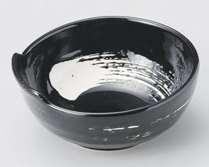 黒釉白刷毛呑水【日本製　美濃焼】