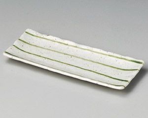 グリーン流しさんま皿【日本製　美濃焼】