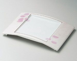 ピンクラスター弓型前菜皿【日本製　美濃焼】