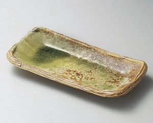 灰釉足付き長方皿【日本製　美濃焼】