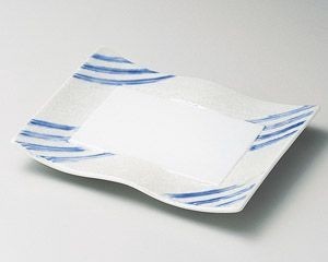 ブルー線ラスターウエーブ焼物皿【日本製　美濃焼】