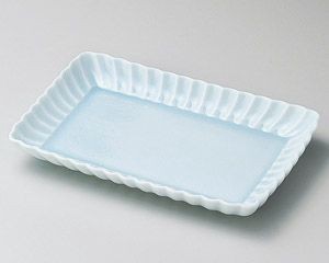 かすみ青白21cm長角皿【日本製　美濃焼】