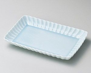 かすみ青白17cm長角皿【日本製　美濃焼】