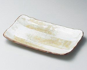 白油滴刷毛ナデ角5.5長角皿【日本製　美濃焼】