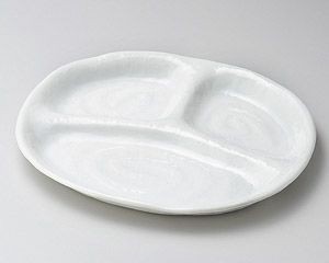 白釉三ツ切10吋仕切皿【日本製　美濃焼】