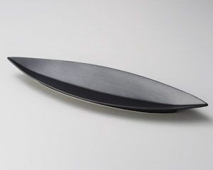 笹型大皿黒【日本製　美濃焼】