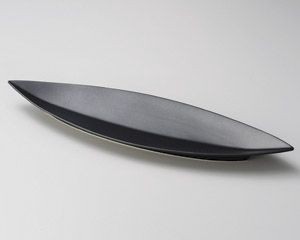 笹型小皿黒【日本製　美濃焼】