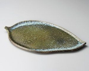 焼締ビードロ16.0葉形皿【日本製　美濃焼】
