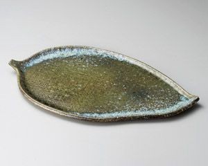 焼締ビードロ13.0葉形皿【日本製　美濃焼】