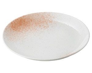 白玉粉引ピンク吹深型尺二皿(ビュッフェスタイル)【日本製　美濃焼】