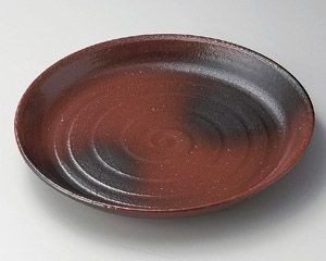 赤楽黒吹8.0皿【日本製　美濃焼】
